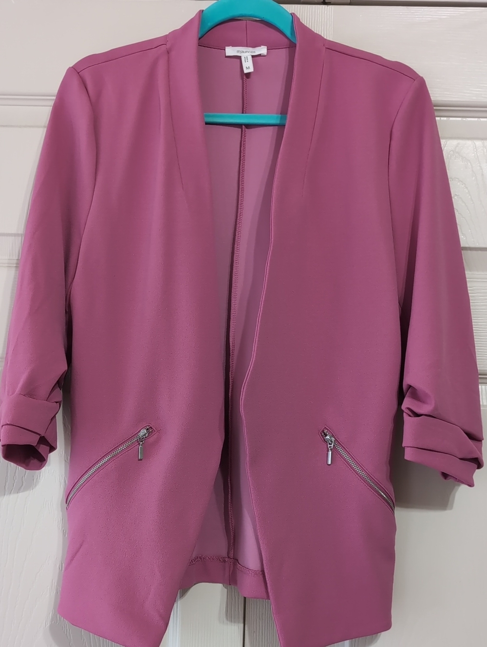 Women's Open Front Blazer Jacket in Dusty Rose